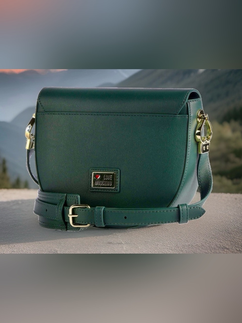 Love Moschino Fancy Heart Emerald Green Crossbody Bag - Picture 9 of 9